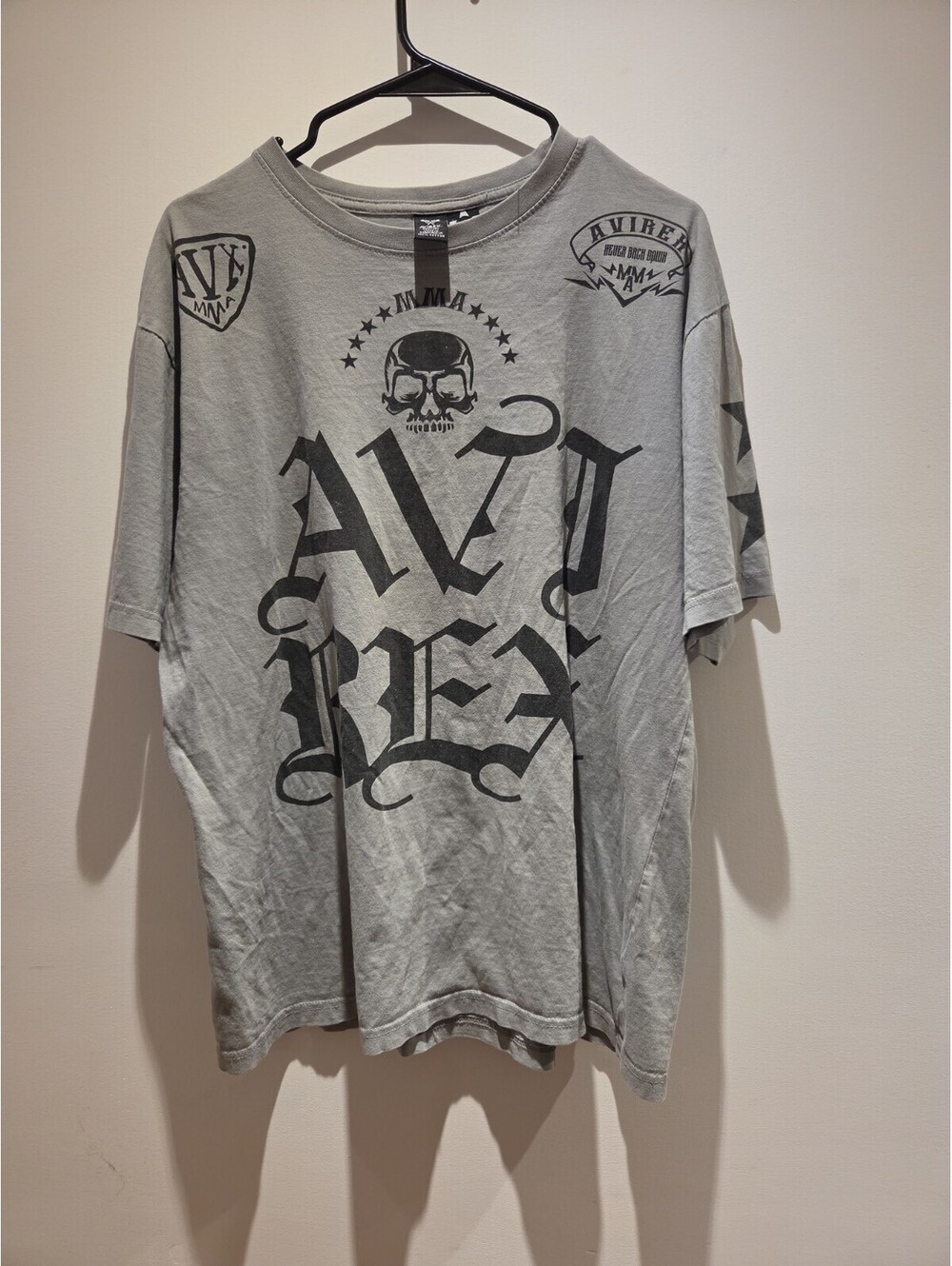 Avirex Men L Gray /black Graphic T Shirt MMA